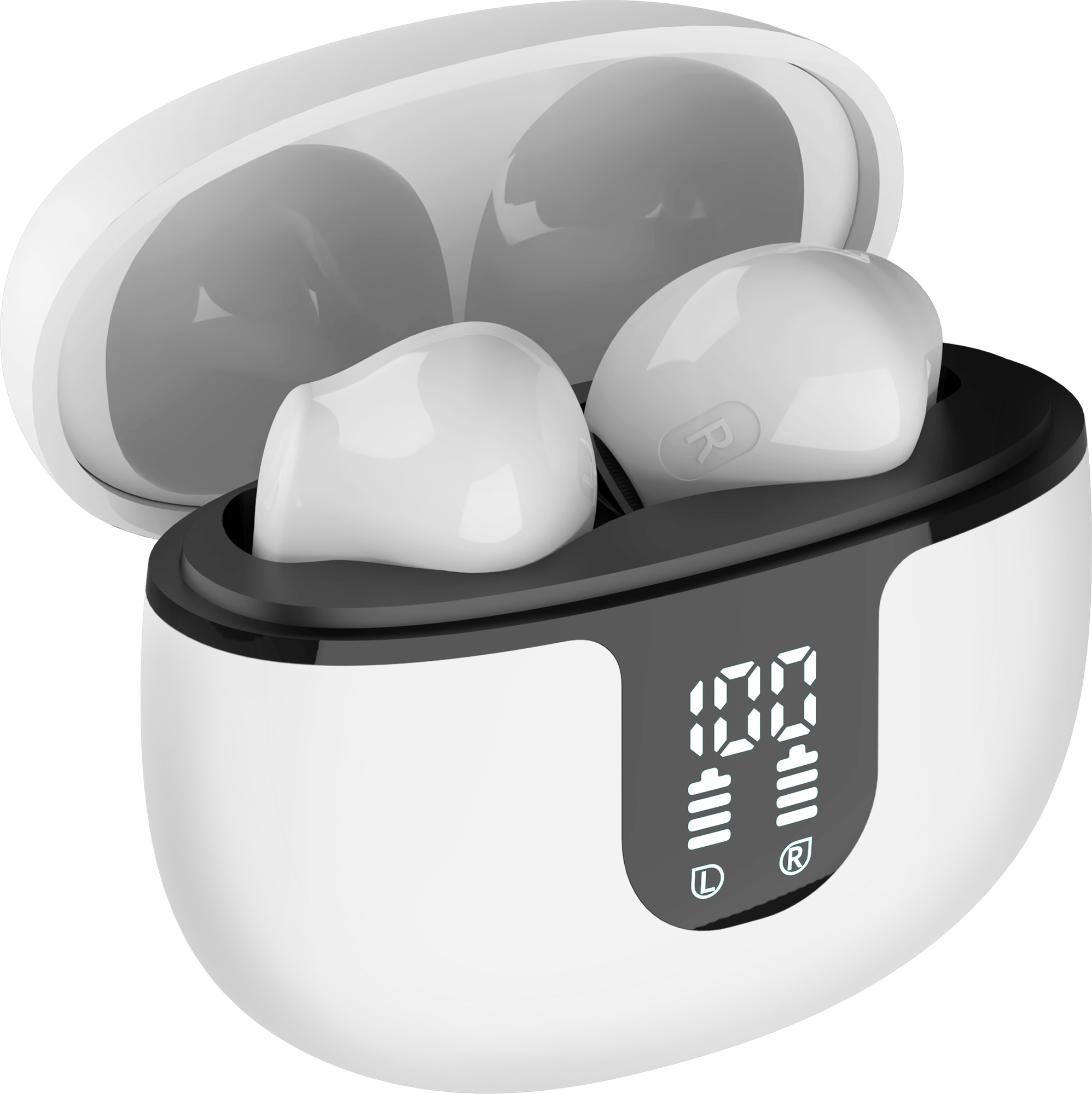 beStylic BS97 Elite Max — wireless earphones with LED display charging case